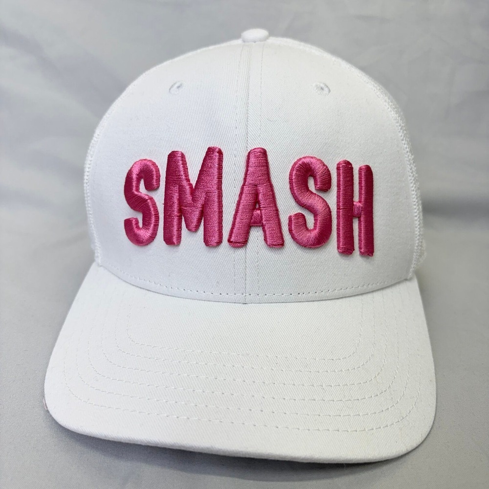 Outdoor Cap Trucker Hat Smash Unisex OSFM White Pink Embroidered Snapback
